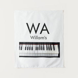 Monogram add initial letter name text piano music  tapestry