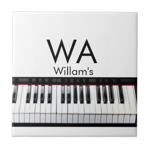 Monogram add initial letter name text piano music  tile