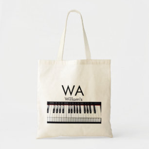 Monogram add initial letter name text piano music tote bag
