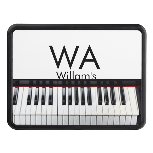 Monogram add initial letter name text piano music  trailer hitch cover (Front)