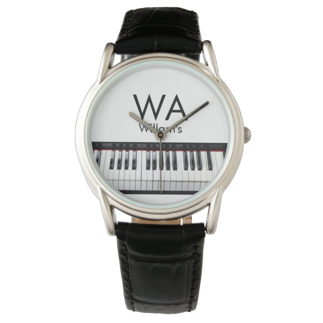 Monogram add initial letter name text piano music  watch (Front)