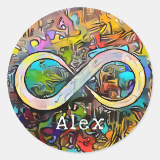 Monogram | Add Name | Infinity Symbol Classic Round Sticker