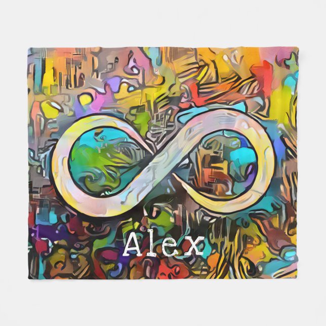 Monogram | Add Name | Infinity Symbol Fleece Blanket (Front (Horizontal))