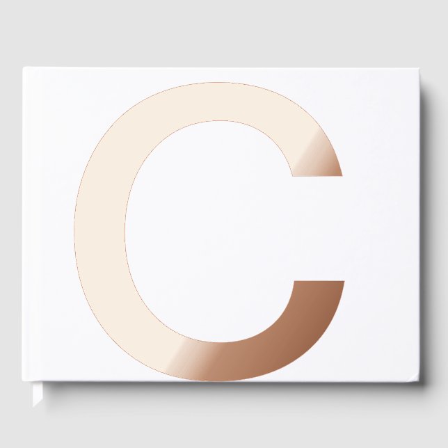 Monogram add name letter alphabet simple minimal t guest book (Front)