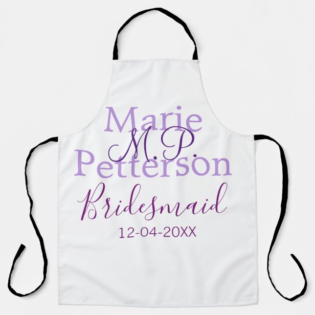 Monogram add name letter bridesmaid wedding maids  apron (Front)