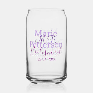 Monogram add name letter bridesmaid wedding maids  can glass