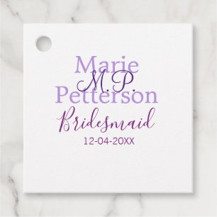 Monogram add name letter bridesmaid wedding maids  favour tags