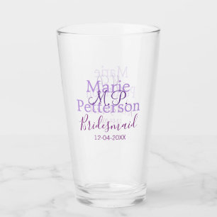 Monogram add name letter bridesmaid wedding maids glass