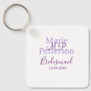 Monogram add name letter bridesmaid wedding maids keychain