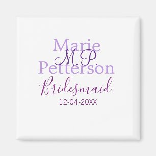 Monogram add name letter bridesmaid wedding maids  magnet