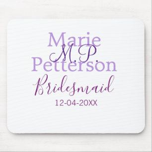 Monogram add name letter bridesmaid wedding maids mouse pad