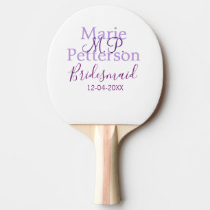 Monogram add name letter bridesmaid wedding maids  ping pong paddle