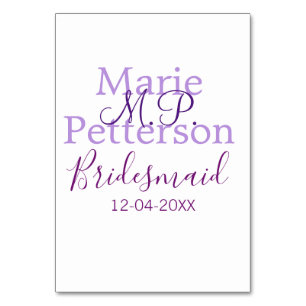 Monogram add name letter bridesmaid wedding maids table number