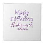Monogram add name letter bridesmaid wedding maids  tile<br><div class="desc">beautiful design</div>