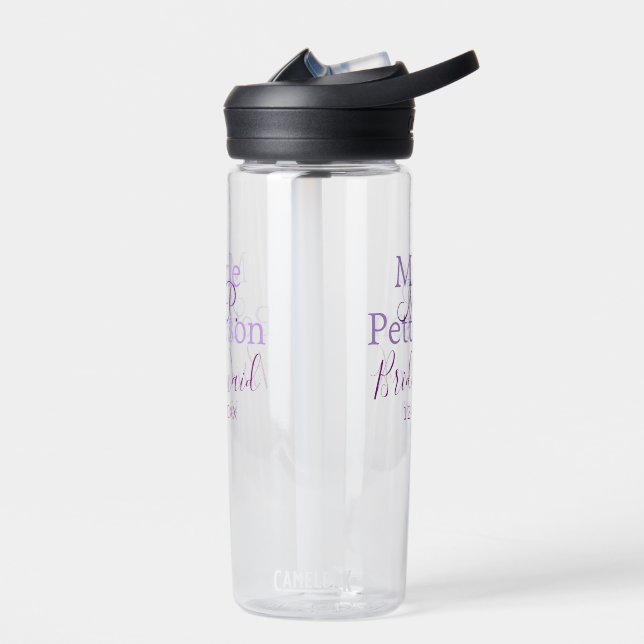 Monogram add name letter bridesmaid wedding maids  water bottle (Left)