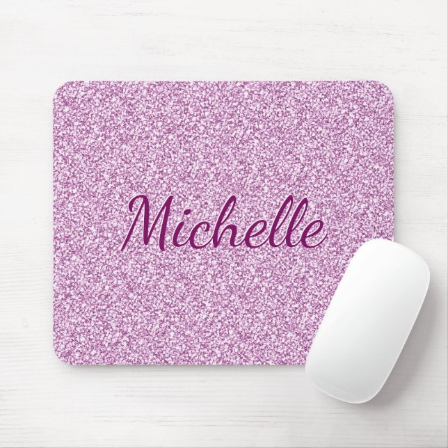 Monogram Add Your Name Pink Sparkle Mouse Pad (With Mouse)