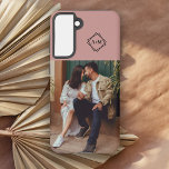 Monogram Add Your Own Photo Blush Colour Block  Samsung Galaxy Case<br><div class="desc">Keep your memories where you can see them with this blush pink colour block design and the ability to add your own photo and monogram initials that are easily customized with your personal details.</div>