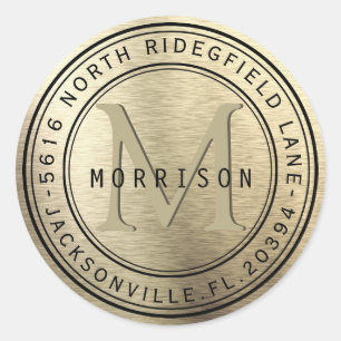 Monogram Address Label in Gold Metal