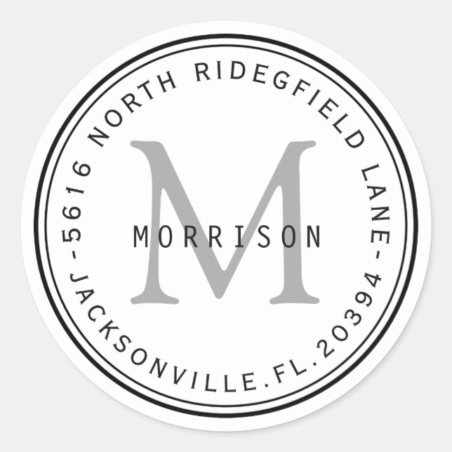 Monogram Address Label in White (Front)