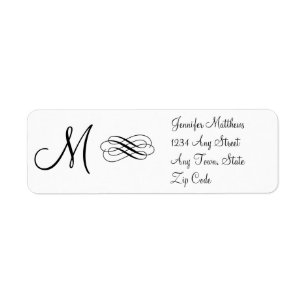 Monogram Address Labels Black and White