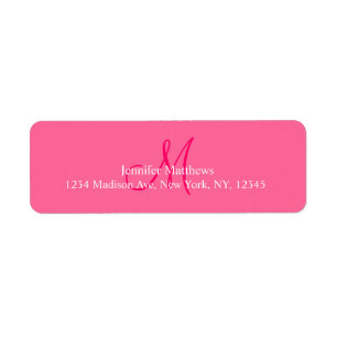 Monogram Address Labels Pink