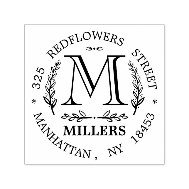 Monogram Address Wedding Stamp (Design)