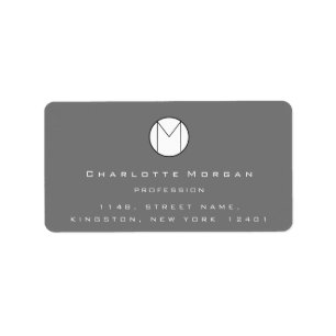 Monogram Adress Name Minimal Logo Grey RSVP Label