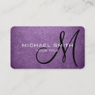 Monogram African violet Leather Look Business Card