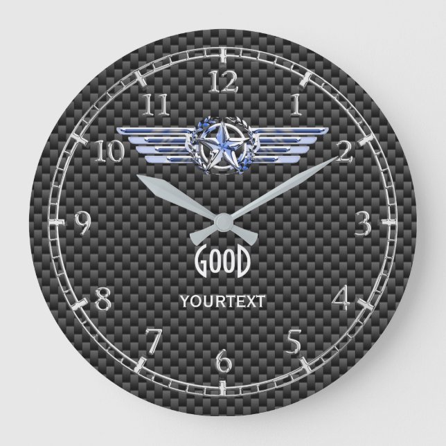 Monogram Air Pilot Chrome Like Star Wings on a Large Clock (Front)