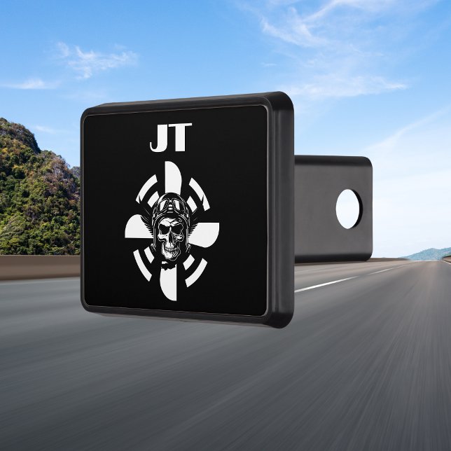Monogram Airplane Propeller & Cool Skull Pilot Trailer Hitch Cover (Creator Uploaded)
