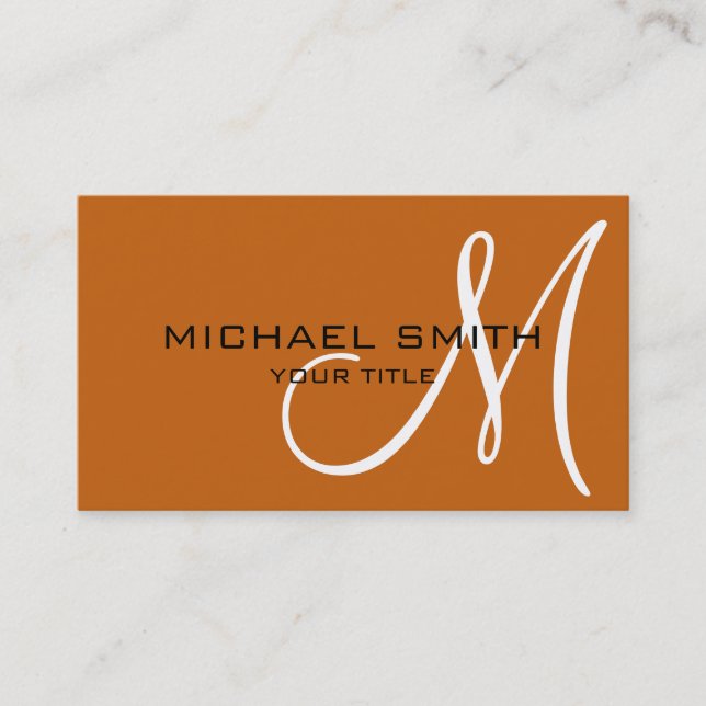 Monogram Alloy orange colour background Business Card (Front)