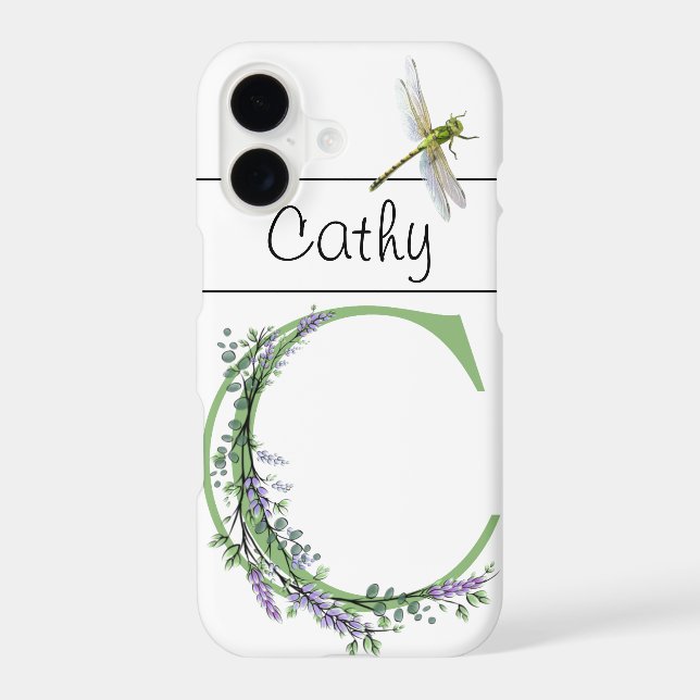 Monogram alphabet C Lavender Eucalyptus Dragonfly (Back)