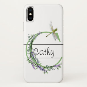 Monogram alphabet C Lavender Eucalyptus Dragonfly Case-Mate iPhone Case