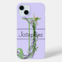 Monogram alphabet J Lavender Eucalyptus Dragonfly
