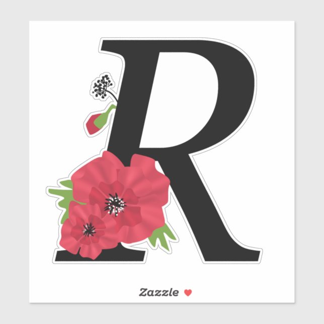 monogram, alphabet, letter R, floral monogram, flo (Sheet)