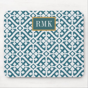 Monogram Amadora Blue Pattern Mouse Pad