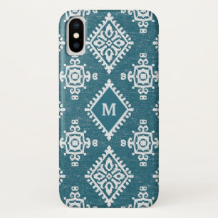 Monogram   Amadora Teal Blue Pattern iPhone X Case