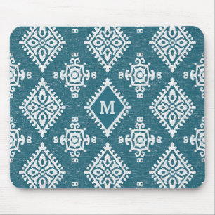 Monogram   Amadora Teal Blue Pattern Mouse Pad