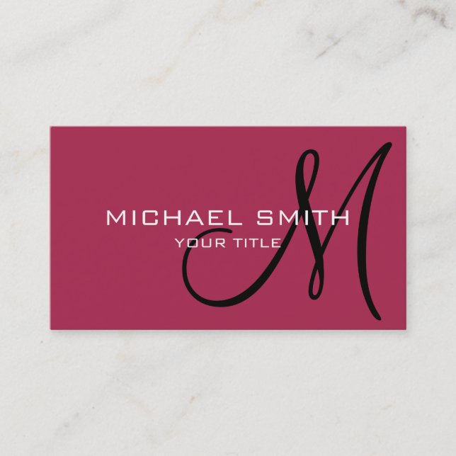 Monogram Amaranth purple colour background Business Card (Front)