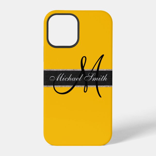 Monogram Amber Colour Background iPhone Case (Back)