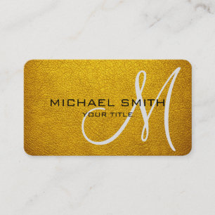 Monogram Amber Leather Look Business Card