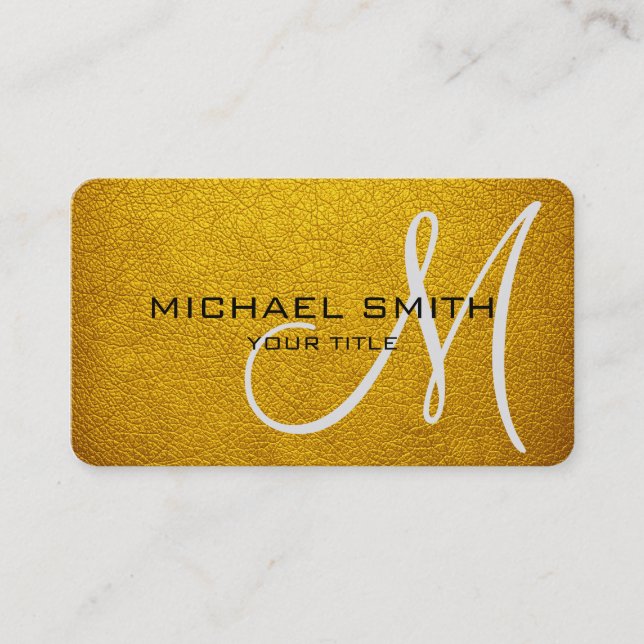 Monogram Amber Leather Look Business Card (Front)