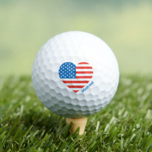 Monogram American USA Flag 4th of July Personalize Golf Balls