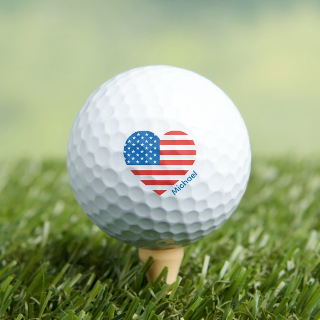 Monogram American USA Flag 4th of July Personalize Golf Balls (Insitu Tee)