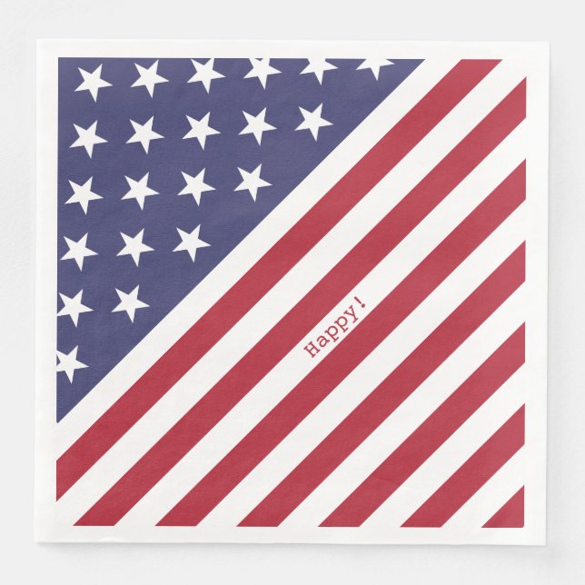 Monogram American USA Flag 4th of July Personalize Napkin (Front)