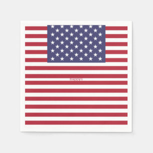 Monogram American USA Flag 4th of July Personalize Napkin