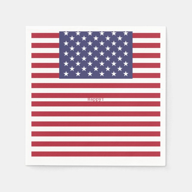 Monogram American USA Flag 4th of July Personalize Napkin (Front)