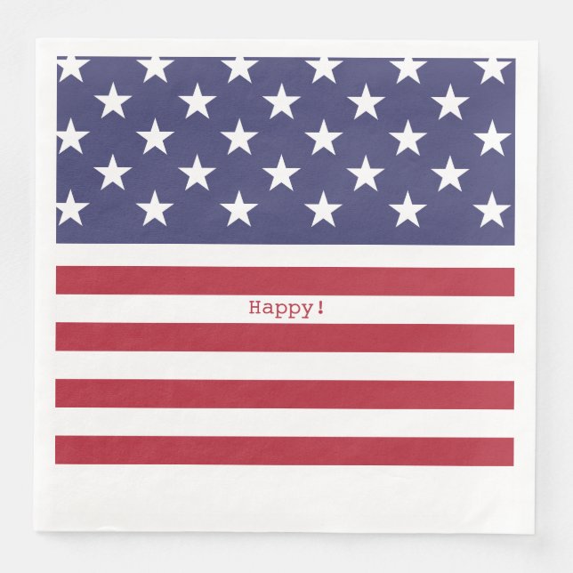 Monogram American USA Flag 4th of July Personalize Napkin (Front)