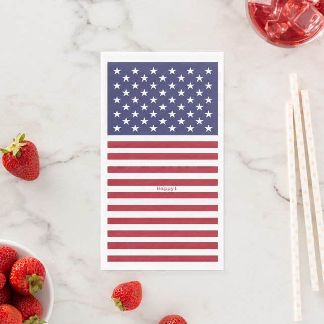 Monogram American USA Flag 4th of July Personalize Napkin (Insitu)
