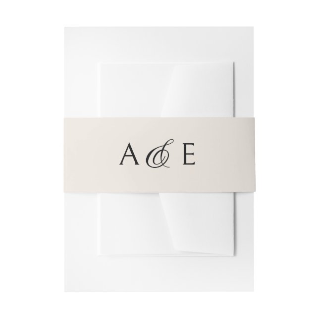 Monogram Ampersand Champagne Wedding Invitation Belly Band (Front Example)